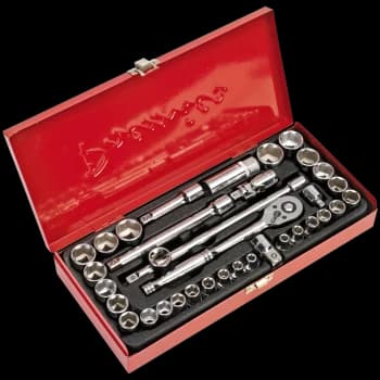 Image of Sealey 35 Piece 3/8" Drive Socket Set Metric and Imperial 3/8"