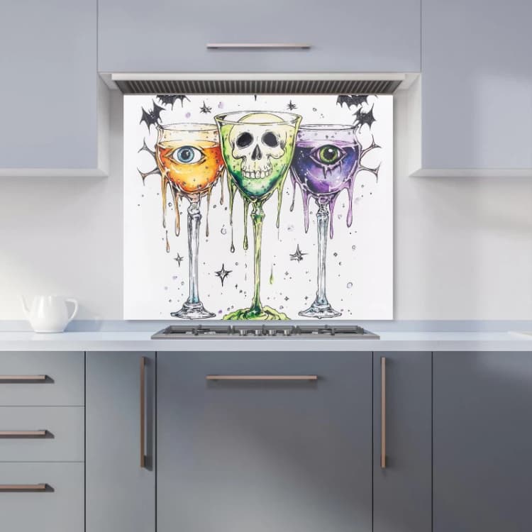 Image of Warren Reed - Designer Halloween Toast to the Dead Kitchen Splashback in Red Size: 600mm x 750mm Red Unisex 600mm x 750mm