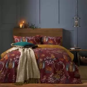 Image of Furn. Forest Fauna Double Duvet Cover Set Cotton Polyester Rust