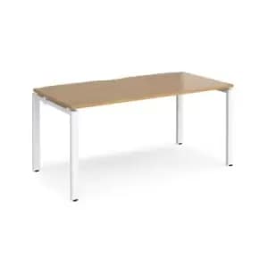 Image of Bench Desk Single Person Rectangular Desk 1600mm Oak Tops With White Frames 800mm Depth Adapt