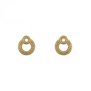 Image of Double Circle Gold Plated Ridged Stud Earrings E6243