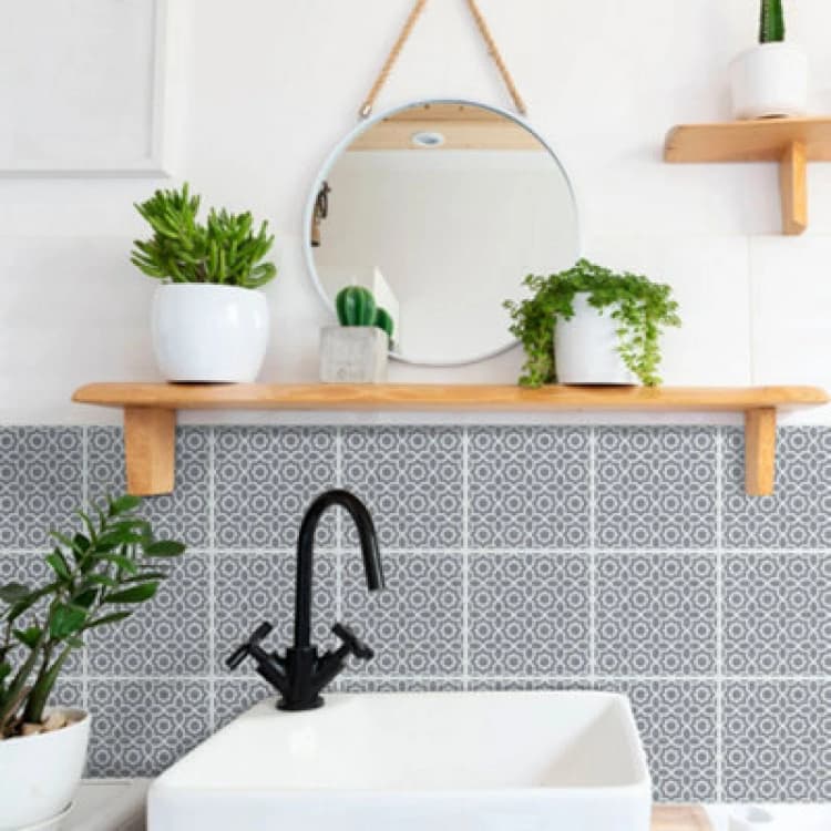 Image of D-C-Fix Self Adhesive Wall Tiles Lina Grey Pack Of 18 Tiles Grey WN0CV Unisex