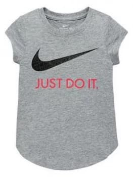 Image of Nike Sportswear Younger Girls Swoosh Jdi T-Shirt, Grey Heather, Size 5-6 Years, Women