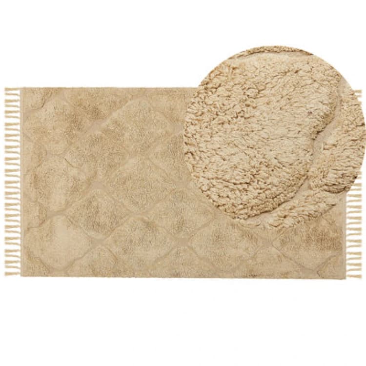 Image of Beliani Rug Sanliurfa Sand Beige 80 X 150 Cm Cotton