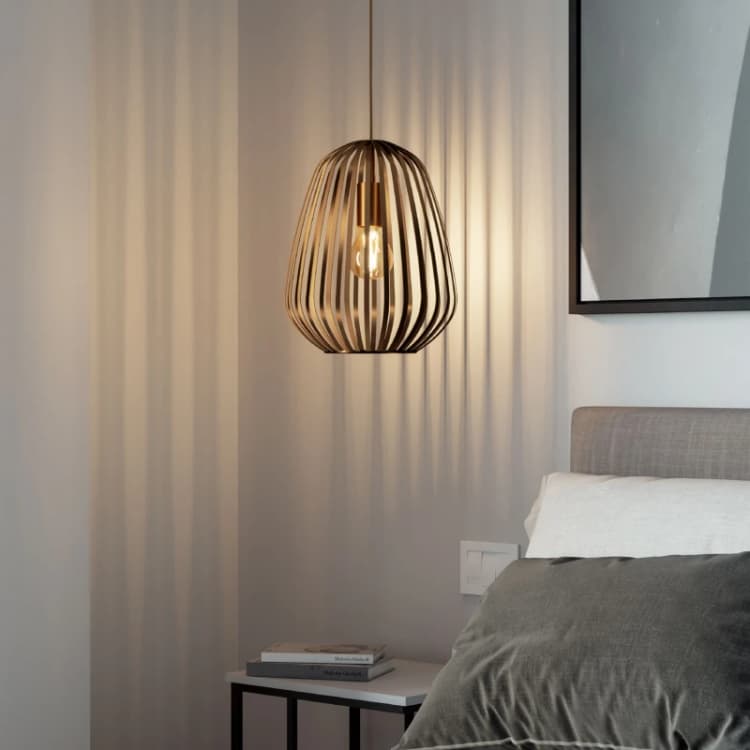 Image of EGLO Espinal Bronze Steel Caged Style Contemporary Pendant Brown