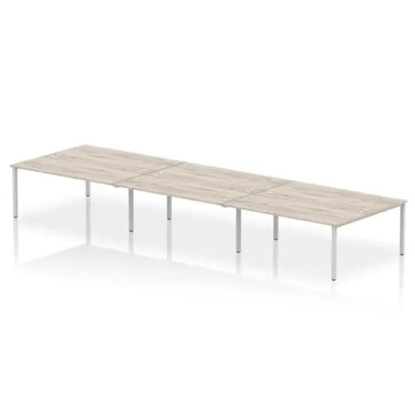 Image of Impulse Impulse Bench B2B 6 Person 1800 Silver Frame Office Bench Desk Grey Oak IMB6P18GRYS