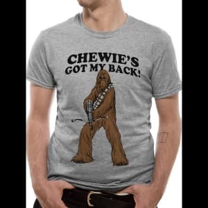 Image of Star Wars - Chewies Got My Back Mens Large T-Shirt - Grey