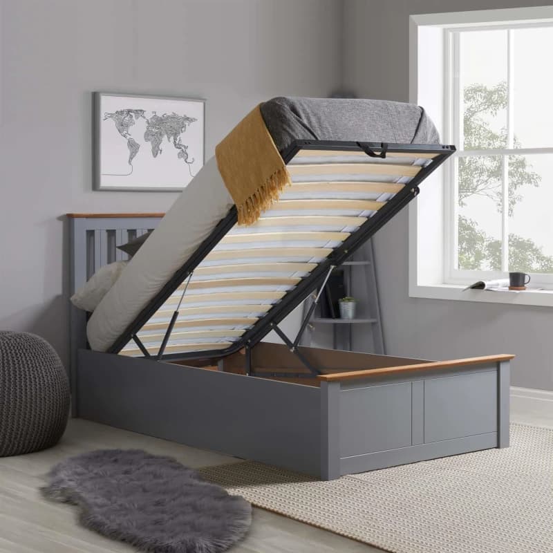 Image of Birlea Birlea Phoenix Single Ottoman Bed with Mattress - Stone Grey