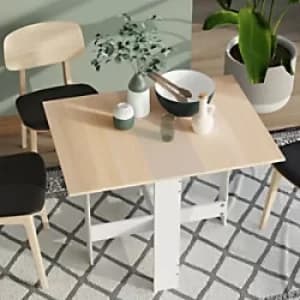 Image of Homcom Folding Dining Table Oak and White 1,030 x 760 x 735 mm