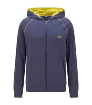 Image of Hugo Boss Black Zip-up Contrast Trim Hoodie In Mid Blue - Size S