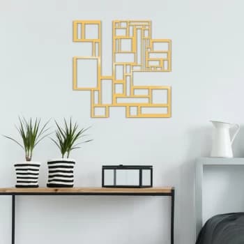 Image of Squares Metal Decor - Gold Gold Decorative Metal Wall Accessory
