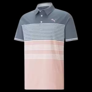 Image of Puma Mattr Track Polo - Evening Sky/Flamingo Pink - L