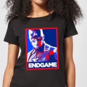 Image of Avengers Endgame Captain America Poster Womens T-Shirt - Black - XXL