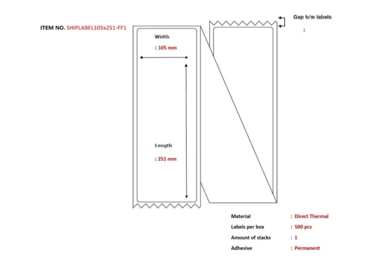 Image of Capture SHIPLABEL105X251-FF1 printer label