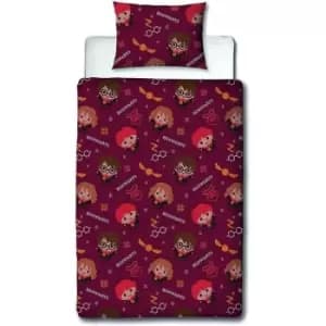 Image of Harry Potter Charming Reversible Christmas Duvet Cover Set (Double) (Red/Orange) - Red/Orange