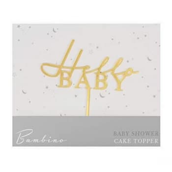 Image of Bambino Baby Shower Acrylic Cake Topper - Hello Baby