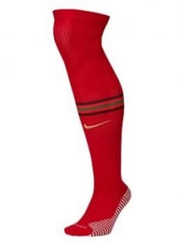 Image of Nike Youth Portugal Home 2020 Sock, Red, Size 5.5-8