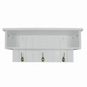 Image of Techstyle New England Wall Mounted Hall Rack With Storage And 3 Coat Hooks White