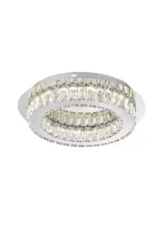 Image of Adbury LED Flush Light Fitting Crystal Decoration Polished Chrome