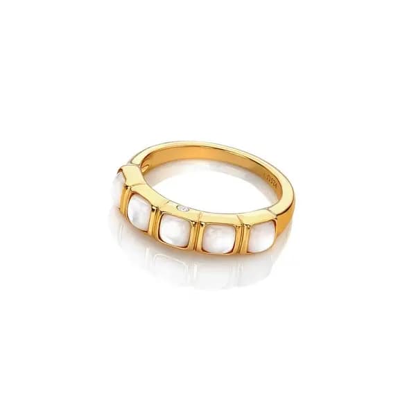 Image of Hot Diamonds x Gemstones Square MOP Ring DR264/M Size: Size M