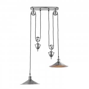 Image of 2 Light Dome Ceiling Pendant Antique Silver, E27