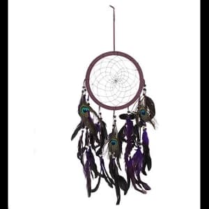 Image of Purple Peacock Feather Dreamcatcher