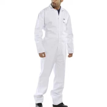 Image of Click Workwear Cotton Drill Boilersuit White Size 48 Ref CDBSW48 Up to