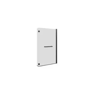 Image of Maia L Shape 1450mm 6mm Matt Black Bath Screen with Towel Rail
