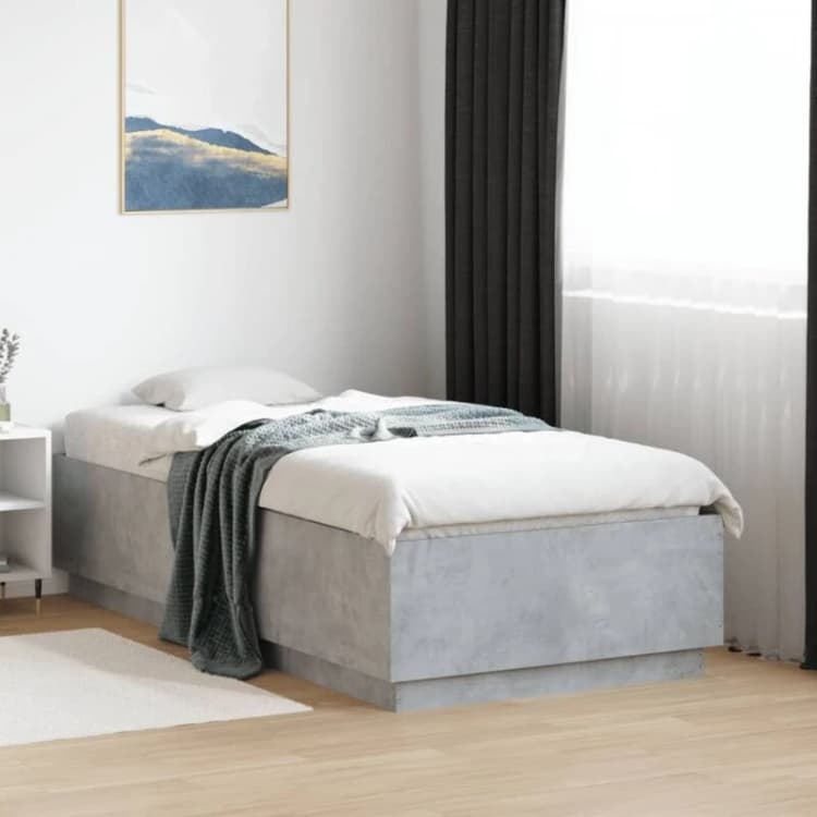 Image of VIDAXL Bed Frame with LED without Mattress Concrete Grey 90x190cm Single Vidaxl 8721012273986