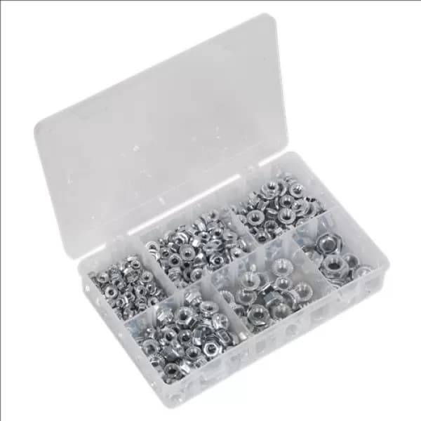 Image of Sealey AB031FN Flange Nut 390pc M5-M12 Serrated DIN 6923 Metric
