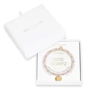 Image of Wellness Gems Gold Rose Quartz 17.5cm Stretch Bracelet 3854