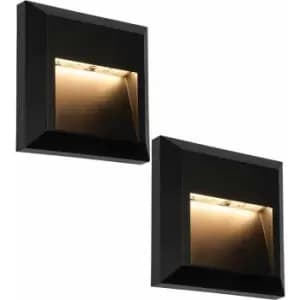 Image of Loops - 2 pack Square IP65 Guide Light - Indirect 1.1W Warm White LED - Black abs
