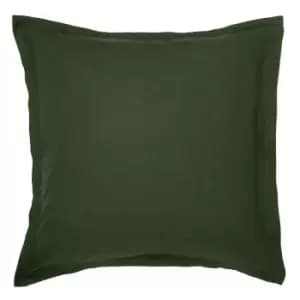 Image of Linen Cotton Square Pillowcase Green - Cream