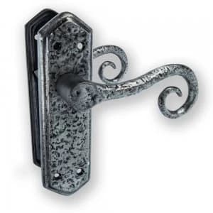 Image of LocksOnline Royal Pewter Door Handle Set on Backplate