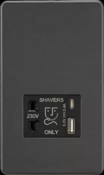 Image of Knightsbridge Shaver socket with dual USB A+C (5V DC 2.4A shared) - smoked bronze - SF8909SB