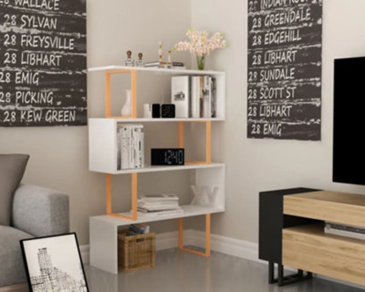Image of Decorotika Adriana Modern Bookcase Gold & White