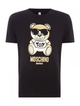 Image of Mens Moschino Teddybear Swim T Shirt Black