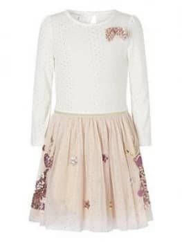 Image of Monsoon Girls Christmas Disco Reindeer Dress - Nude