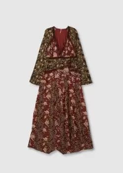 Image of Free People Womens Tilda Wrap Dress In Mixed Floral Print In Neutral Combo