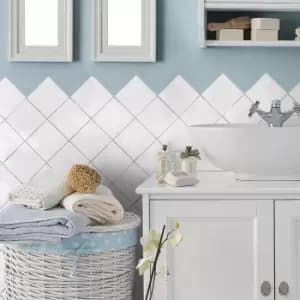 Image of White Shaded Effect Wall Tile 13.2 x 13.2cm - Sombra