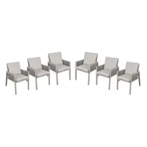 Image of Dellonda Fusion 6pc Garden/Patio Dining Chair with Armrests Light Grey DG49