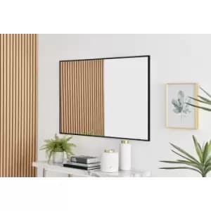Image of Furniturebox Emma 120x80cm Black Rectangle Contempary Metal Frame Wall Mirror Hallway Living Room Dining Room Bedroom