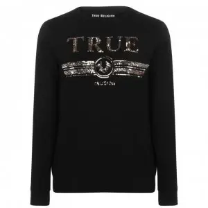 Image of True Religion Sequin Crew Sweatshirt - Black/Gold 1001