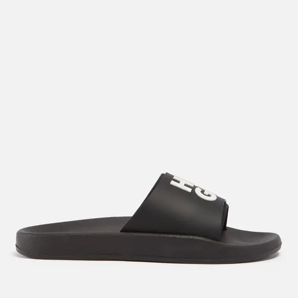 Image of HUGO Mens Match Rubber Slides - UK 9 Black Sandals male 50497864-002 9