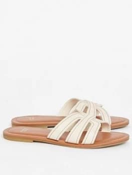 Image of Evans Extra Wide Fit Interwoven Slider - Ivory, Size 4, Women