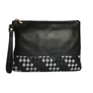 Image of Eastern Counties Leather Womens/Ladies Carmen Wave Detail Clutch Bag (One size) (Black/Stone)