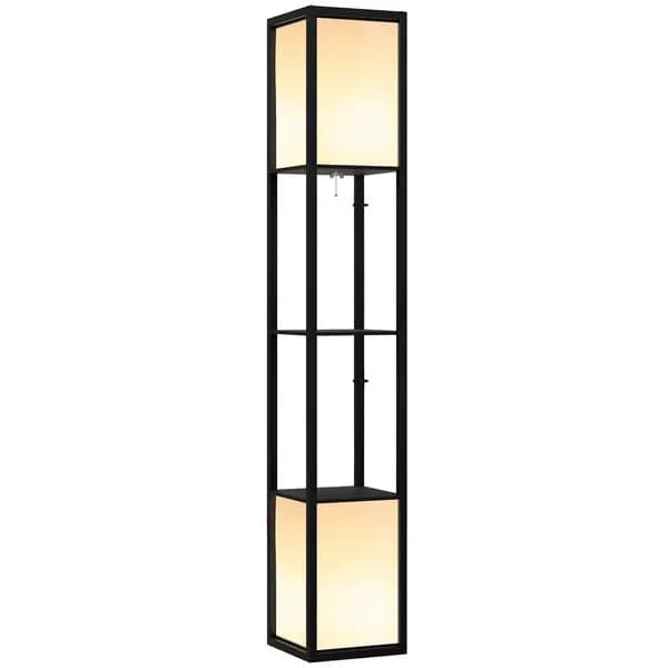 Image of Floor Lamp with Shelves and Dual Light Standing Lamp for Living Room