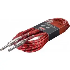 Image of Stagg 6m Vintage Tweed Instrument Cable Red