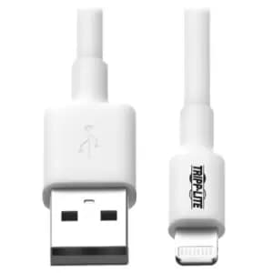 Image of Tripp Lite M100-003-WH USB-A to Lightning Sync/Charge Cable MFi Certified - White M/M USB 2.0 3 ft. (0.91 m)