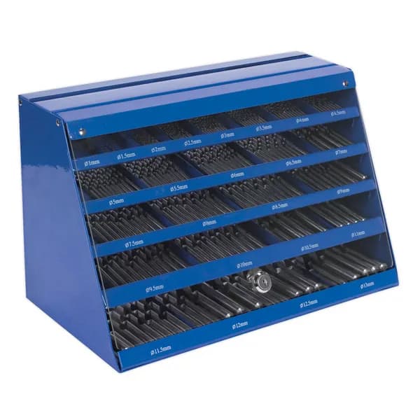 Image of Genuine SEALEY DBFGSET Drill Bit Counter Top Dispenser 250pc HSS Fully Ground
